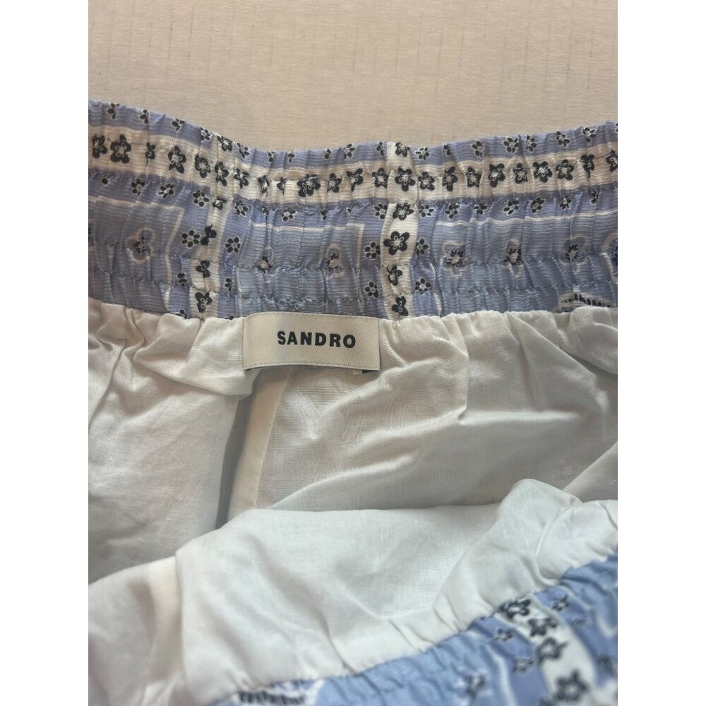 Sandro Judy Paisley Print Drawstring Shorts Blue Size 40 NWT - Picture 6 of 8